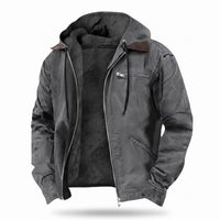 Men's Fall Jacket - Sherpa Lined with Hood - Warm Zip-Up Work Jacket
