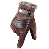 Mens Winter Gloves - Lined Touchscreen Gloves - Adjustable Snap Strap