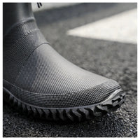 Rain Boots for Men & Women - Short Ankle Slip-On Wellies - Drawstring Top