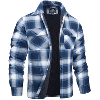 Flannel Jacket for Men - Quilted Lined Plaid Shirt Jacket - Snap Front