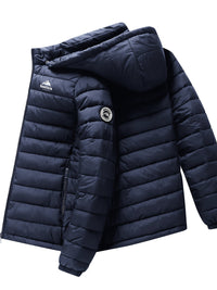 Men's Puffer Jacket - Warm Quilted & Windproof - Removable Hood