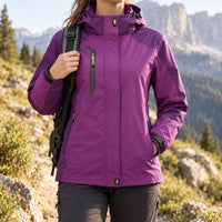 Women's Windbreaker Jacket - Detachable Hood - Windproof & Water-Repellent