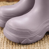 Women's Ankle Rain Boots - Slip-On Platform Sole - Easy to Rinse Clean