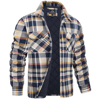 Flannel Jacket for Men - Quilted Lined Plaid Shirt Jacket - Snap Front