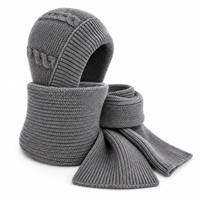 Hat and Scarf Set - Plush Lined Knit Balaclava Hood - Matching Scarf