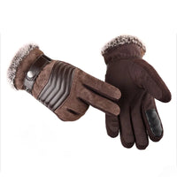 Mens Winter Gloves - Lined Touchscreen Gloves - Adjustable Snap Strap