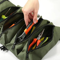 Tool Bag Roll Up - Oxford Fabric with Zipper Pockets - Shoulder Strap