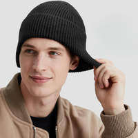 Beanie with Ear Flaps - Fleece Lined Winter Hat - Unisex Rib Knit