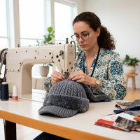 Trapper Hat - Winter Hat with Ear Flaps & Brim - Cable Knit with Plush