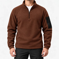 Half Zip Fleece Pullover - Men's Stand Collar Fleece - Sleeve Pocket