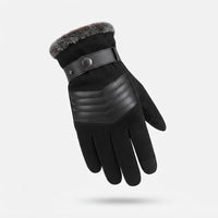 Mens Winter Gloves - Lined Touchscreen Gloves - Adjustable Snap Strap