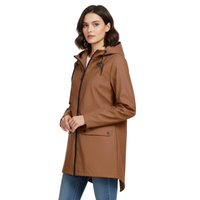 Women's Raincoat with Hood - Long Waterproof & Windproof - Lightweight