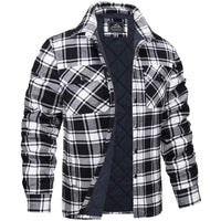 Flannel Jacket for Men - Quilted Lined Plaid Shirt Jacket - Snap Front