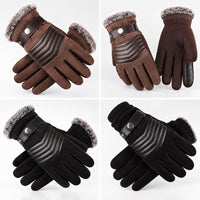 Mens Winter Gloves - Lined Touchscreen Gloves - Adjustable Snap Strap