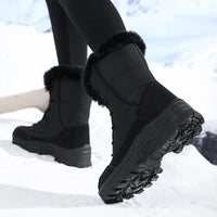 Women's Snow Boots - Lace-Up Winter Boots - Plush Lined & Deep Tread