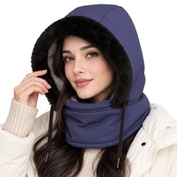 Balaclava Winter Face Mask - Hooded with Plush Lining - Adjustable