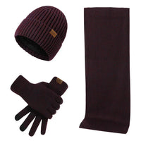 Mens Beanie Set - Winter Scarf & Touchscreen Gloves - Plush Lined Hat