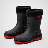 Insulated Rain Boots for Men - Waterproof Mid-Calf Boots - Fleece Lined
