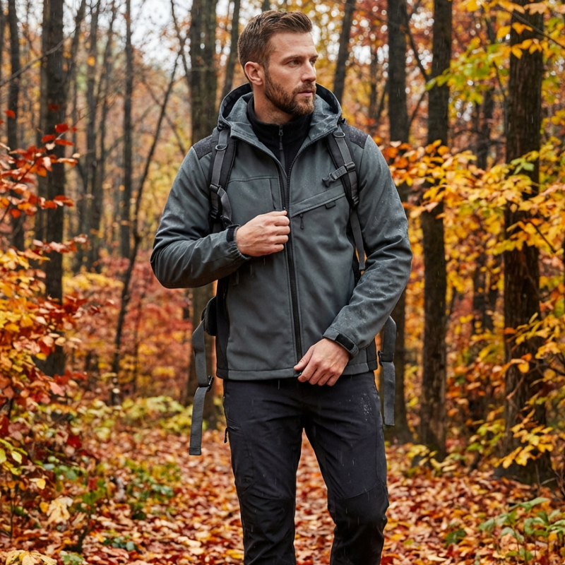 Men's Rain Jacket - 8,000mm Waterproof & Packable - Adjustable Hood