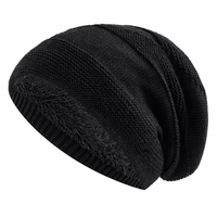 Winter Hats for Men & Women - Fleece Lined Slouchy Beanie - Ribbed Band