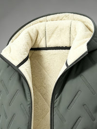 Mens Vest with Hood - Plush Lined Full Zip - Zippered Hand Pockets