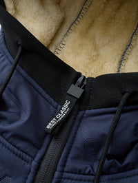 Mens Hooded Winter Jacket - Plush Lined Full Zip - Zippered Hand Pockets