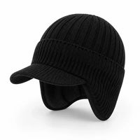 Beanie with Brim - Fleece Lined Winter Hat with Ear Flaps - Unisex