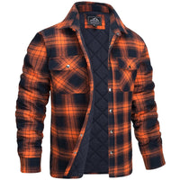 Flannel Jacket for Men - Quilted Lined Plaid Shirt Jacket - Snap Front