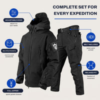 Tactical Jacket and Pants Set - Adjustable Hood - Belt Included