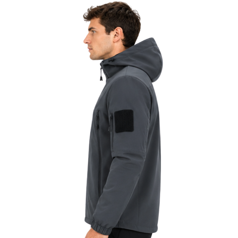 Men's Softshell Jacket - Removable Hood - Fleece Lined