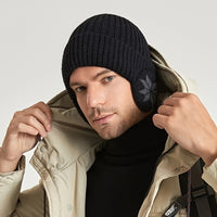 Beanie with Ear Flaps - Unisex Knit - Snowflake Pattern