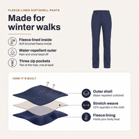 Winter Pants for Women - Water-Repellent Softshell - Fleece Lined