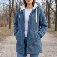 Women's Fleece Jacket with Hood - Soft Teddy Fleece - Two Pockets