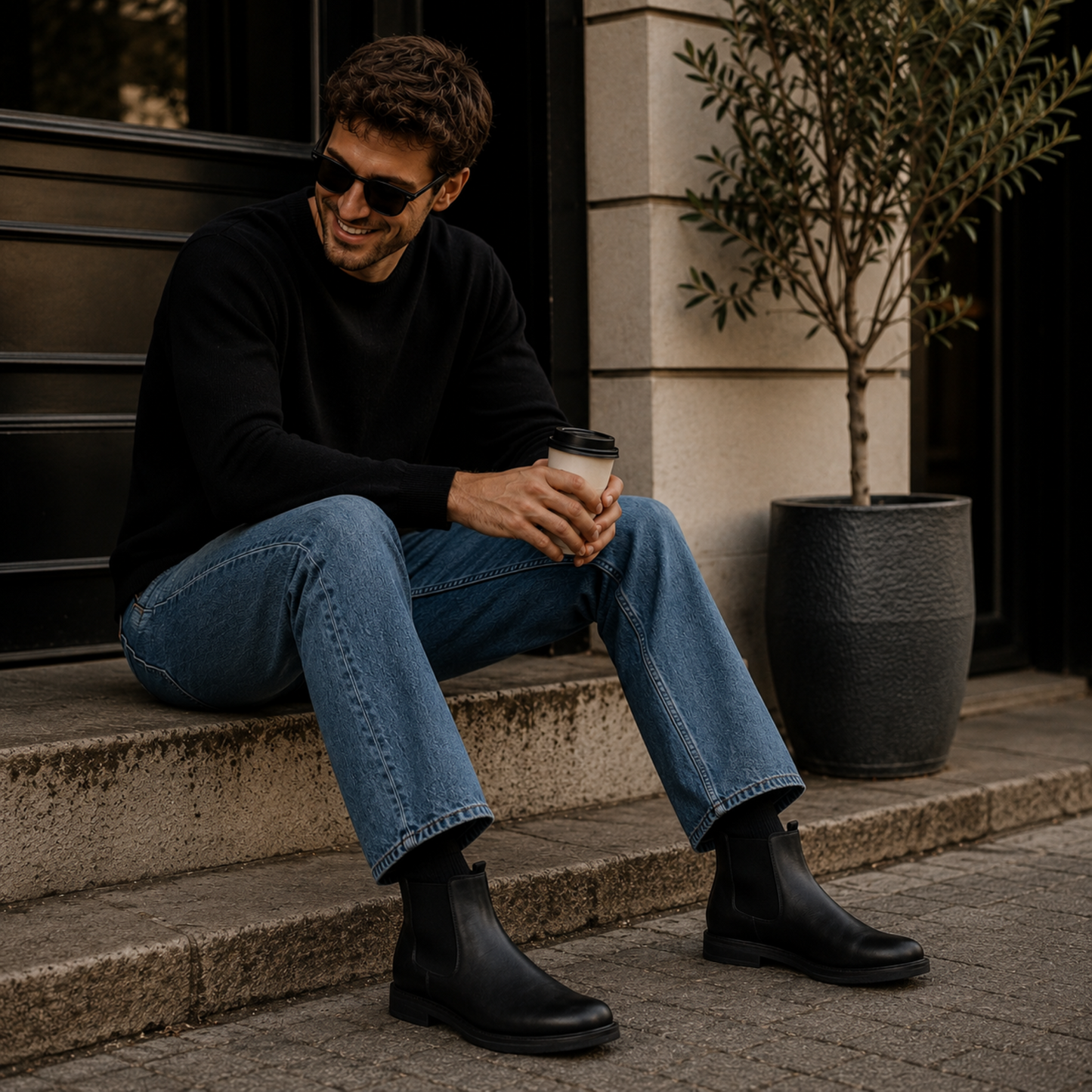 Men's Chelsea Boots - Slip-On with Pull Tabs - Cushioned Footbed