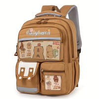 Kids Backpack - Capybara Print - Lightweight, 3 Compartments