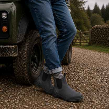 Men's Chelsea Boots - Slip-On with Pull Tabs - Cushioned Footbed