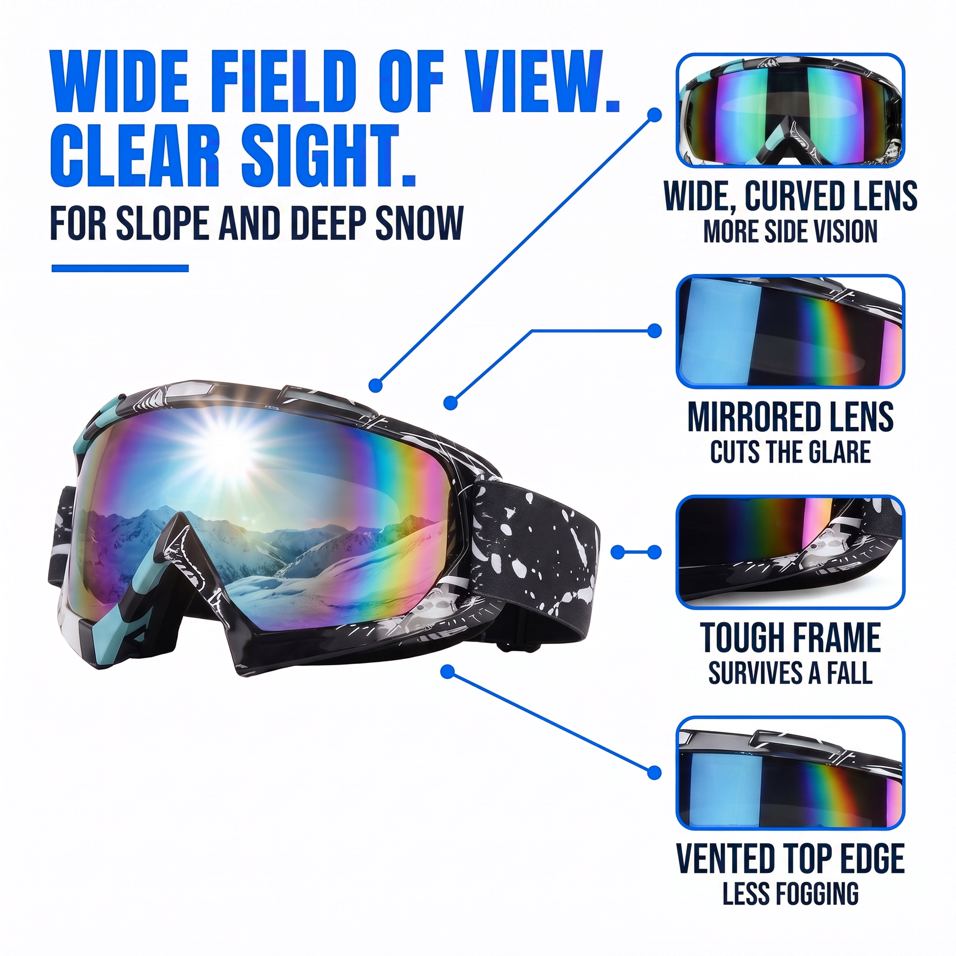 mirrored ski goggles