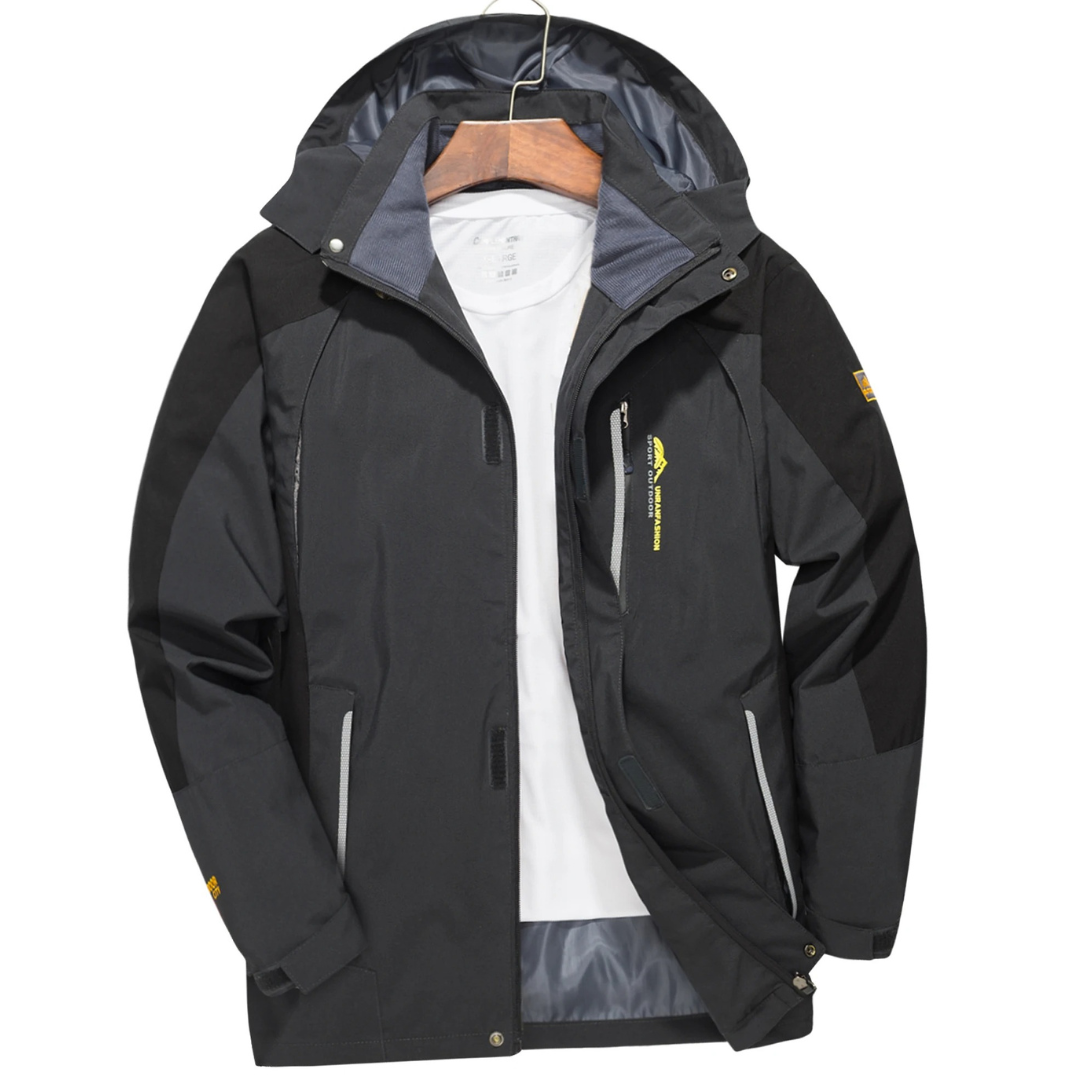 Men's Waterproof Rain Jacket - Windproof Shell - Removable Hood