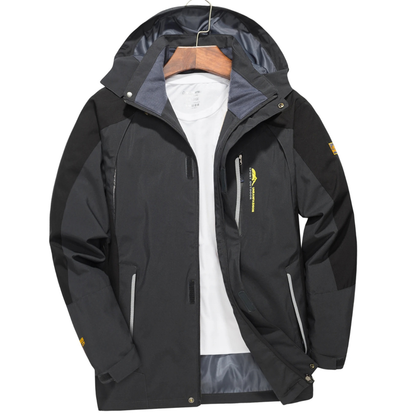 Men's Waterproof Rain Jacket - Windproof Shell - Removable Hood