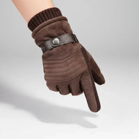 Mens Winter Gloves - Lined Touchscreen Gloves - Adjustable Snap Strap