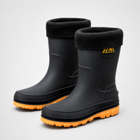 Insulated Rain Boots for Men - Waterproof Mid-Calf Boots - Fleece Lined