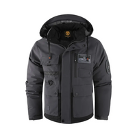 Men's Quilted Jacket - Detachable Hood - Water-Repellent