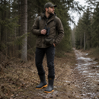 Insulated Rain Boots for Men - Waterproof Mid-Calf Boots - Fleece Lined