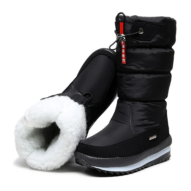 Women's Snow Boots - Mid-Calf Plush Lined Winter Boots - Water-Resistant