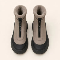 Womens Winter Boots - Plush Lined Front Zip Snow Boots - Lug Sole