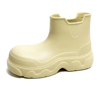 Women's Ankle Rain Boots - Slip-On Platform Sole - Easy to Rinse Clean