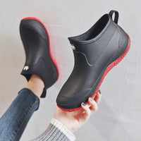 Ankle Rain Boots - Slip-On Short Garden Boots for Women - Wave Tread