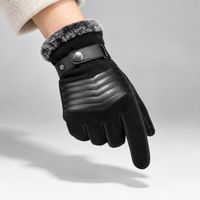 Mens Winter Gloves - Lined Touchscreen Gloves - Adjustable Snap Strap
