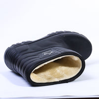 Mens Snow Boots - Fleece Lined Rubber Boots - Slip On Lug Sole