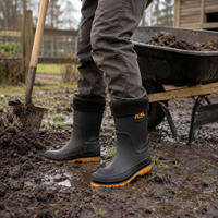 Insulated Rain Boots for Men - Waterproof Mid-Calf Boots - Fleece Lined
